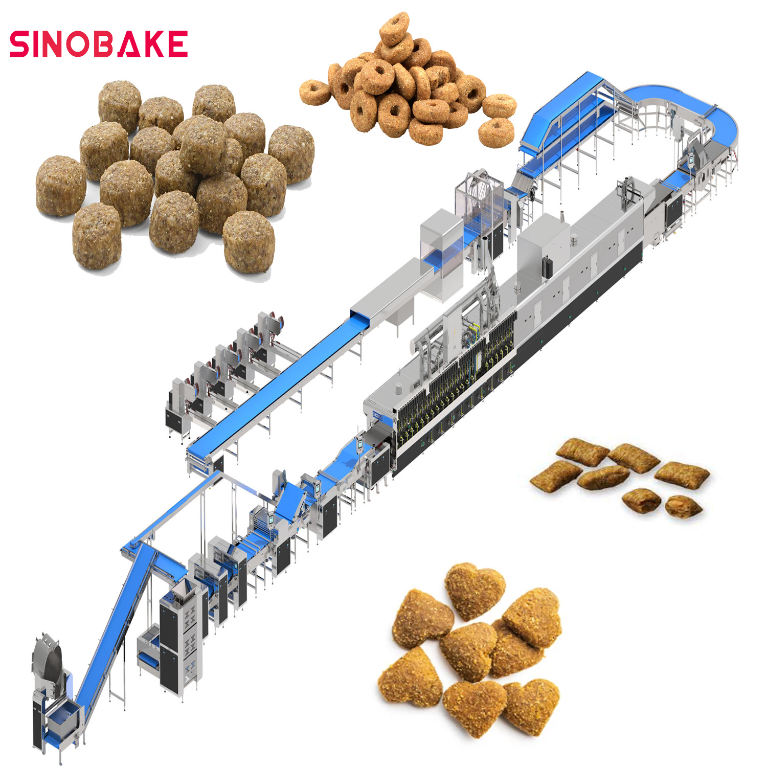 SINOBAKE Dry Pet Food Machinery Production Line Pet Food Making Machine